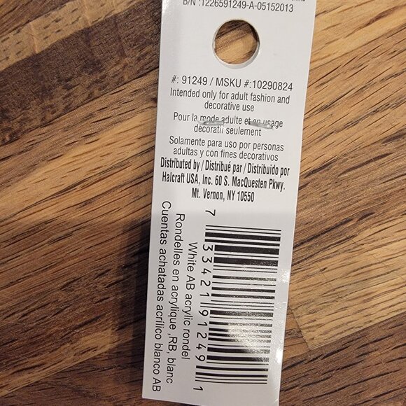 Faceted White AB Acrylic Rondelle Beads Halcraft Bead Gallery # 91249 - Picture 7 of 8